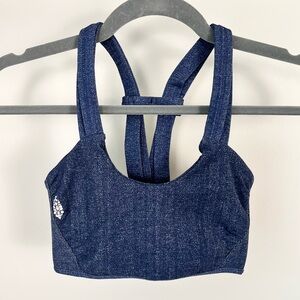 Free People Dark Denim Blue Strappy Sports Bra